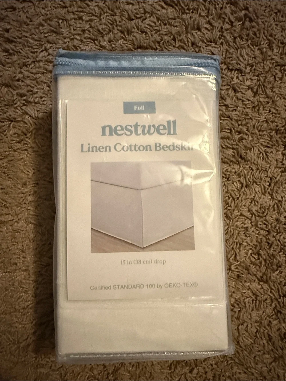 Linen Cotton Bedskirt in White - Full